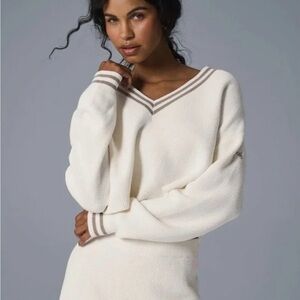 Alo Tennis Club Sweater Knit V-Neck Pullover size S